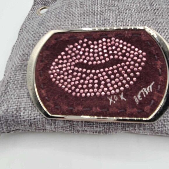 Betsey Johnson Pink Lip Stud Mauve Suede Belt Buckle main image 7